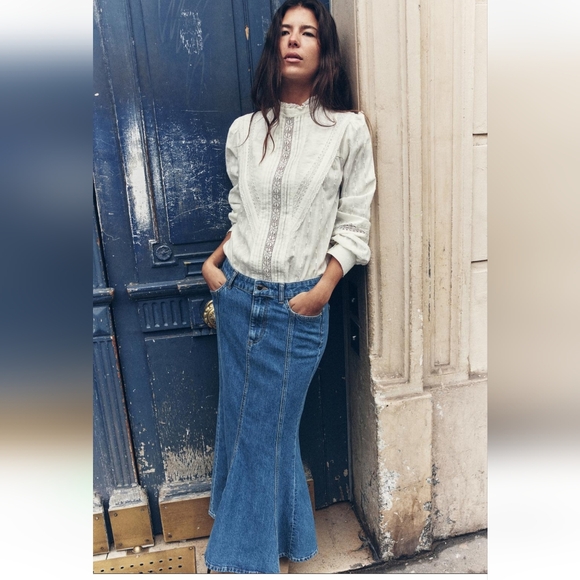 BNWT! MID WAIST Z1975 DENIM MIDI SKIRT. Fits S/ M - Picture 1 of 5